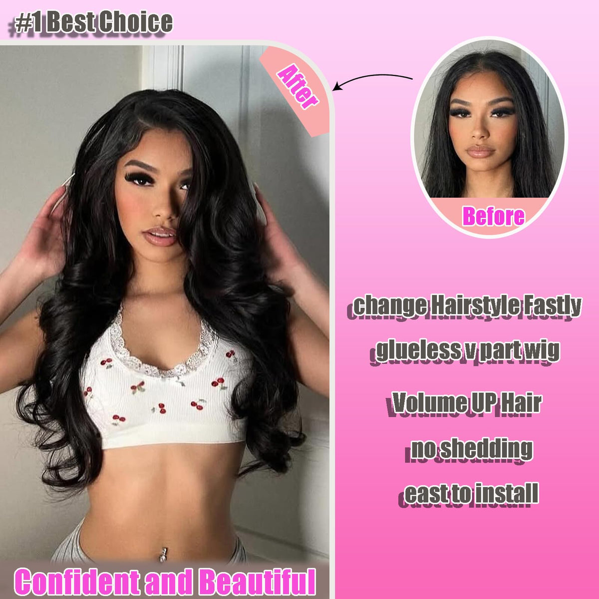 FYLBSR 200-density body wave wig delivers fullness and natural movement
