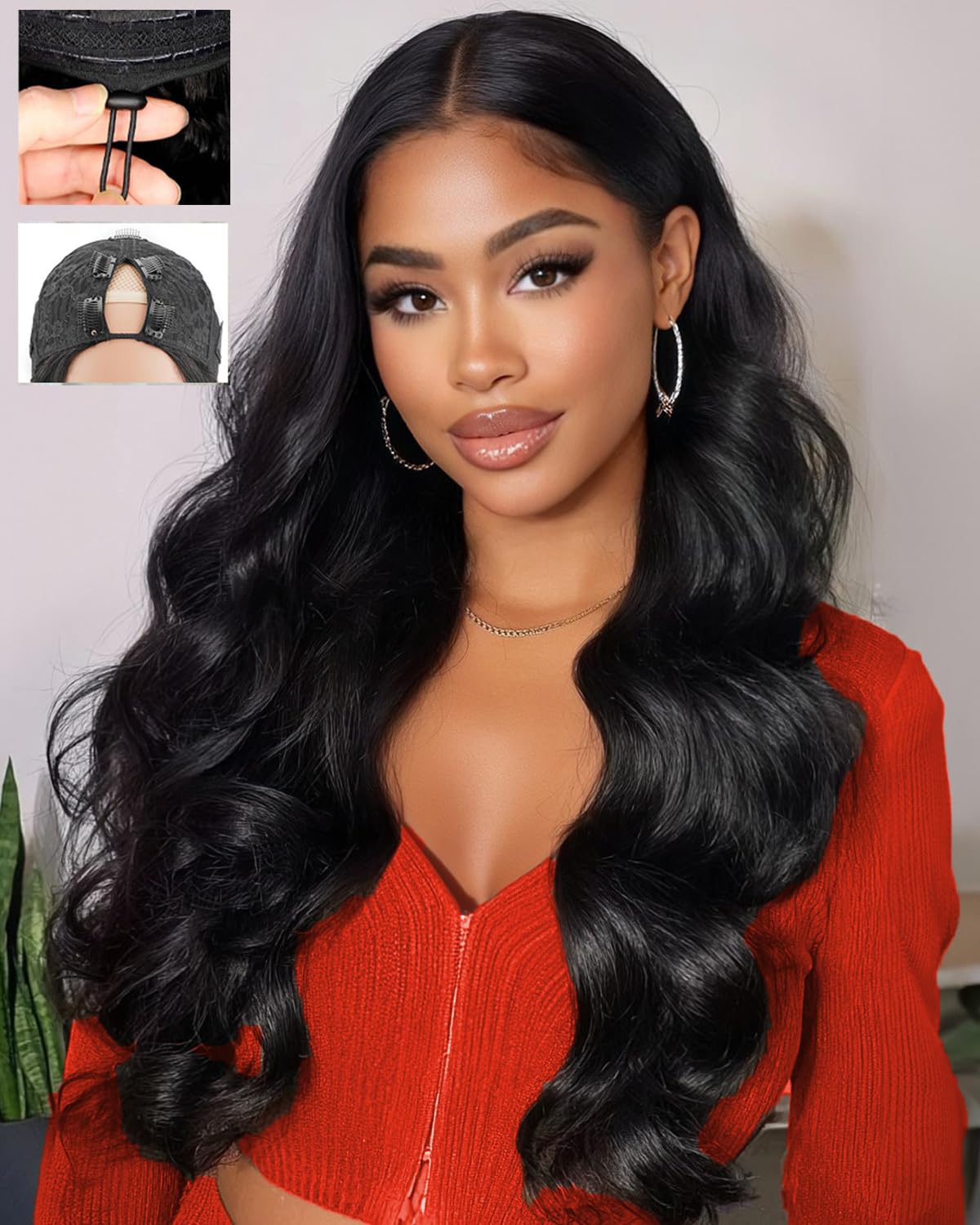 FYLBSR body wave V-part wig 18 inch with natural shine for everyday wear