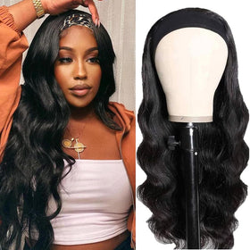 Fylora headband wig body wave 18in closeup shows natural texture and easy styling options.