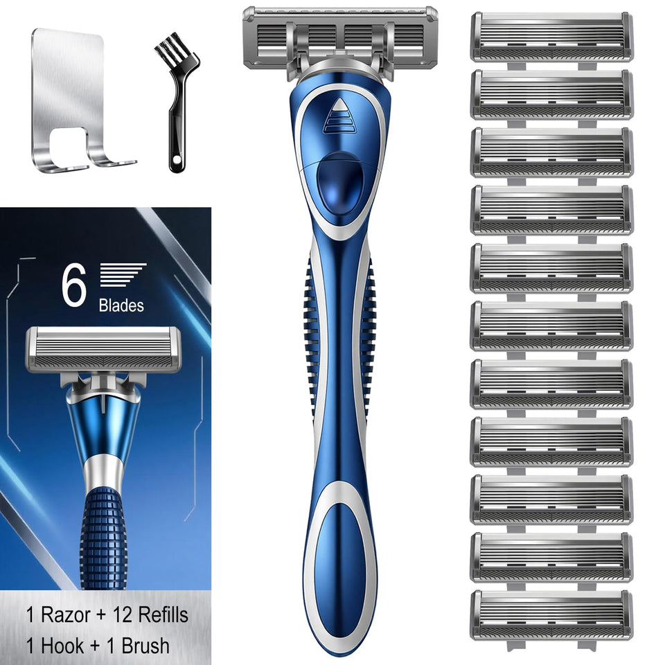 FYNEDGE 6-blade razor with lubricating strip for a smooth glide.