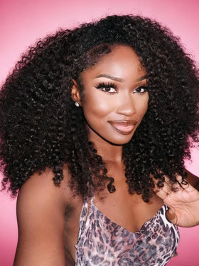 Fayniss 22-inch kinky curly half wig with seamless flip-over for quick styling