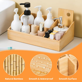 fyoolym bamboo storage with movable divider adapts to your makeup layout