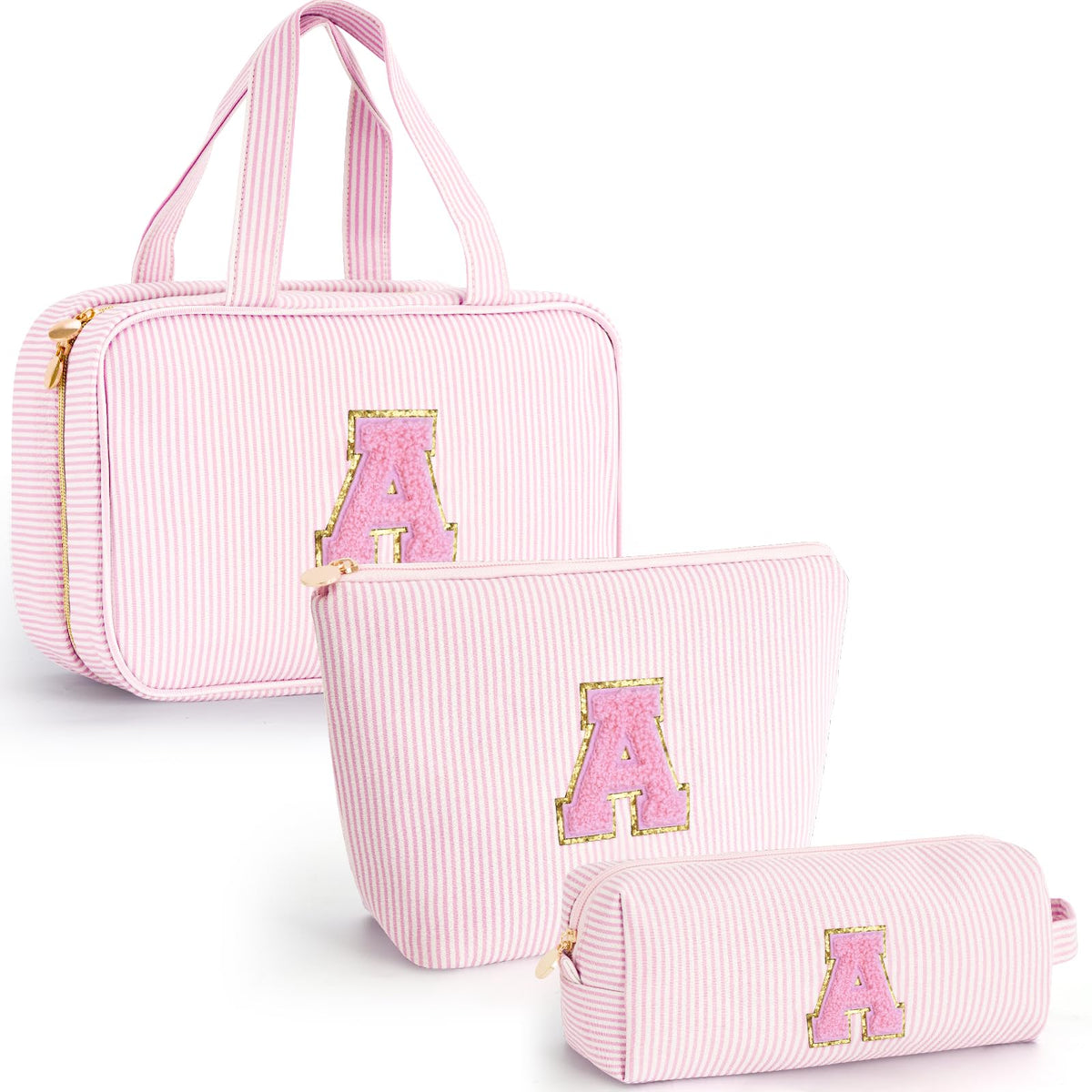 Fystdtote initials toiletry bag in pink, a personalized keepsake for daily use