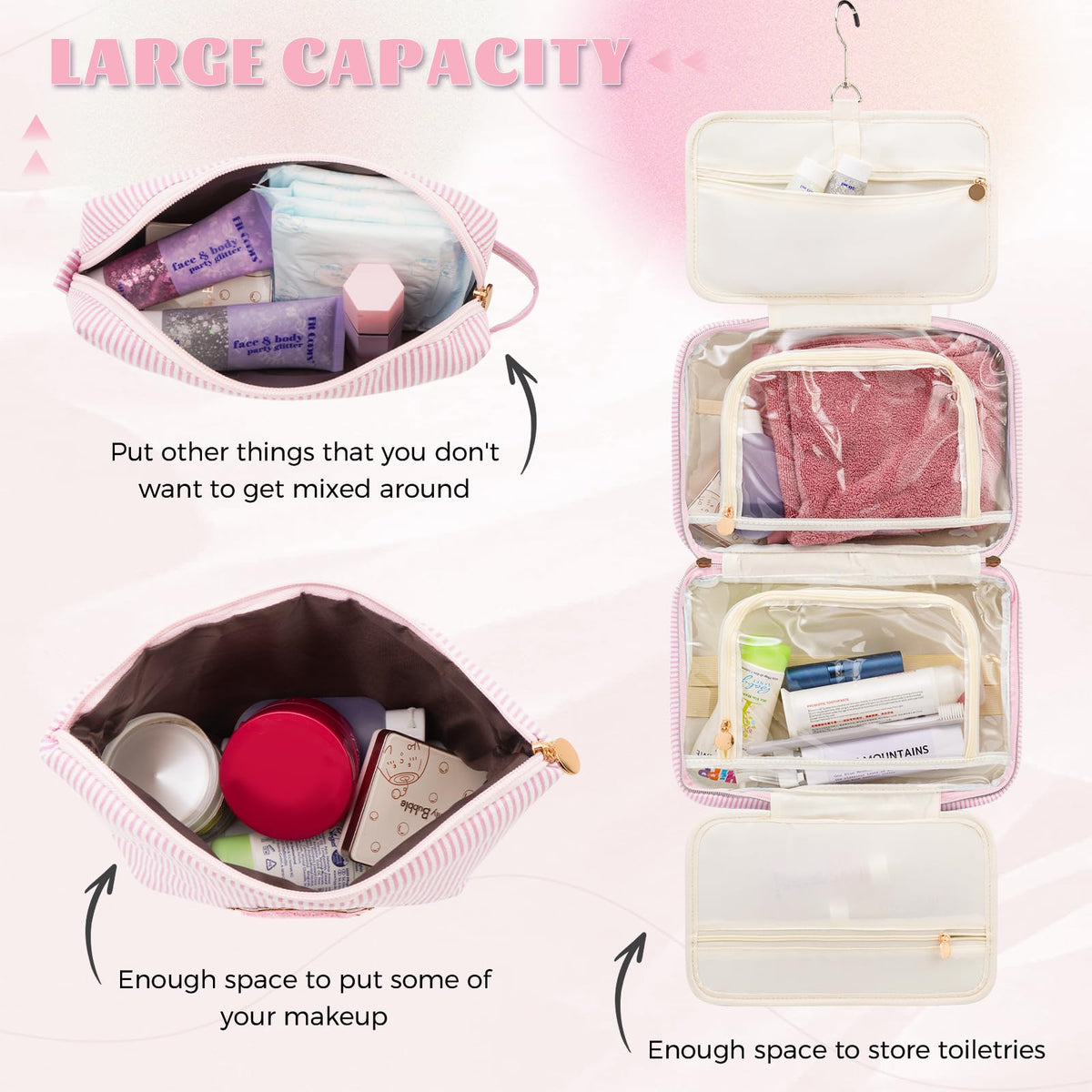 Fystdtote multi-layer canvas design makeup bag, sophisticated style for any routine