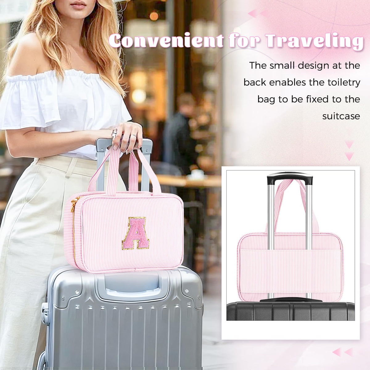 Fystdtote travel cosmetic bag in pink, ideal for organizing on adventures