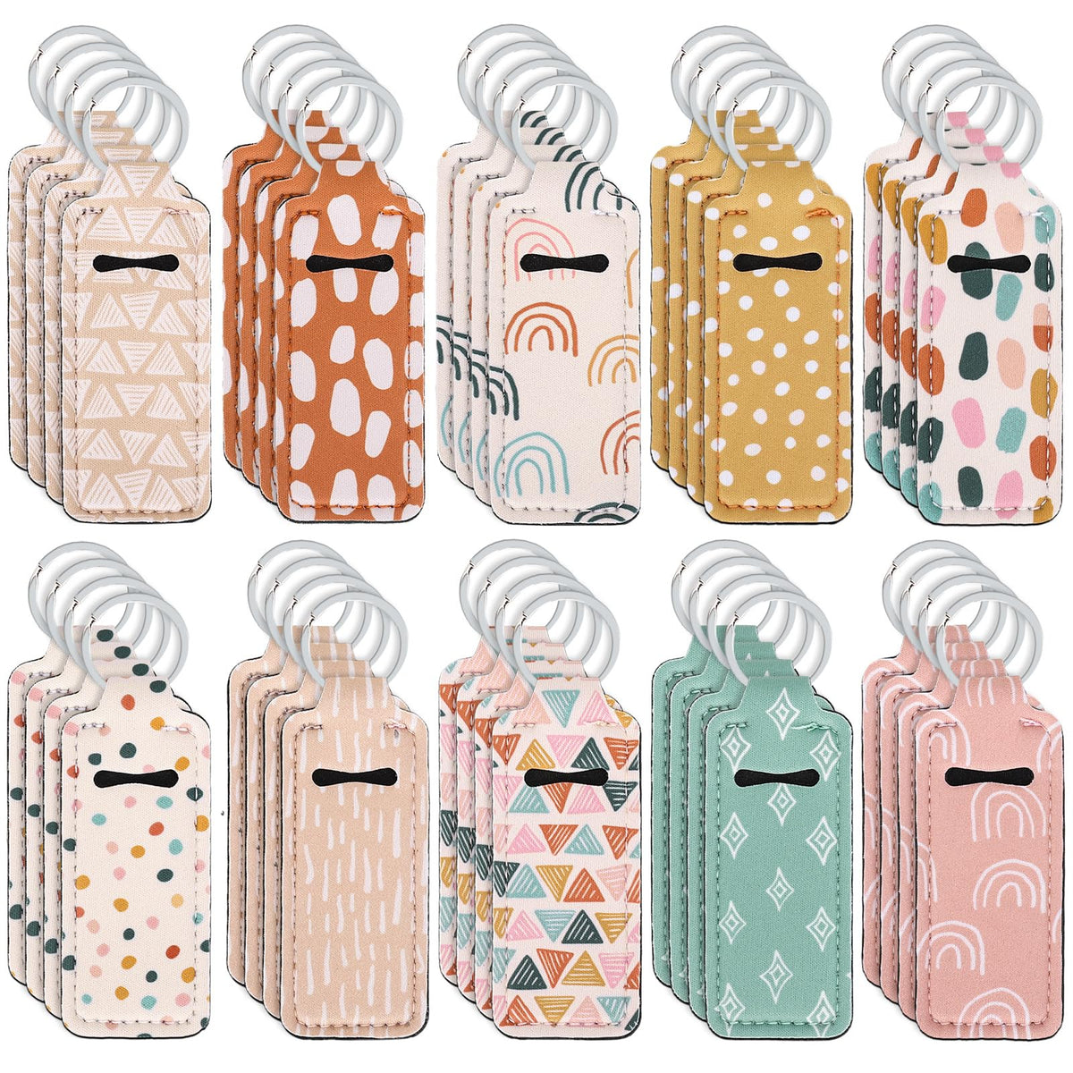 FYSUIMU boho lipstick holder with rainbow dots for travel organization.