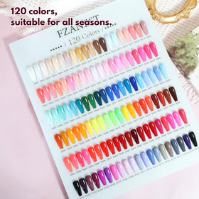 FZANEST 120-color gel polish bottles show a wide color range for creative nails.