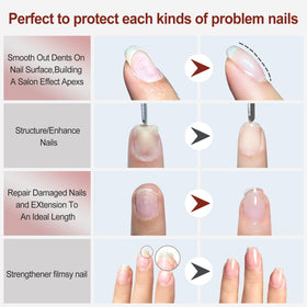 FZANEST nail extension demo highlights quick self-leveling thickness.