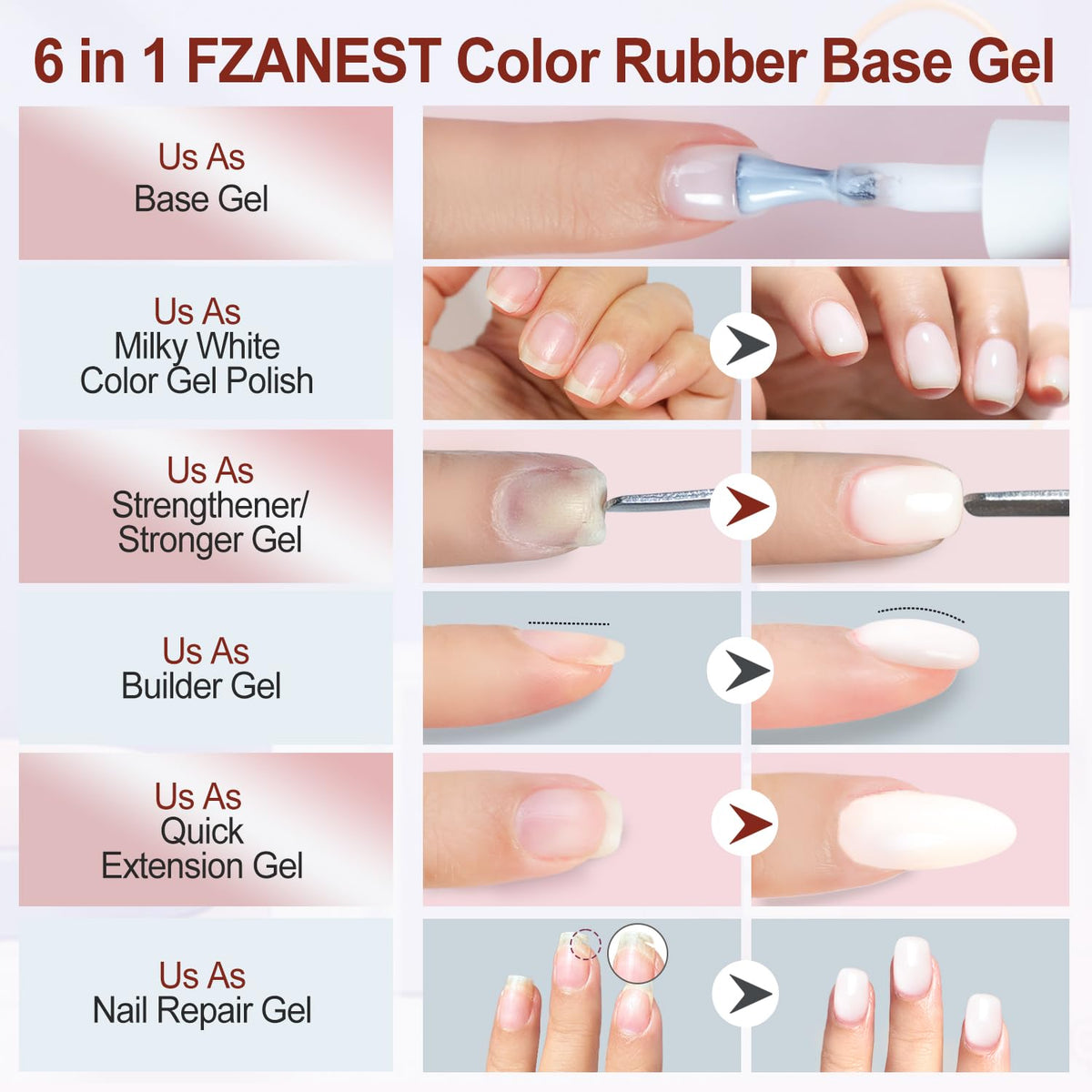 FZANEST sheer nude pink gel for natural French look
