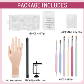 fzbinglu 130 nail tips enable realistic acrylic practice and tip variety.