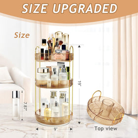 Fzebys gold 3-tier rotating vanity organizer showcases durable construction.