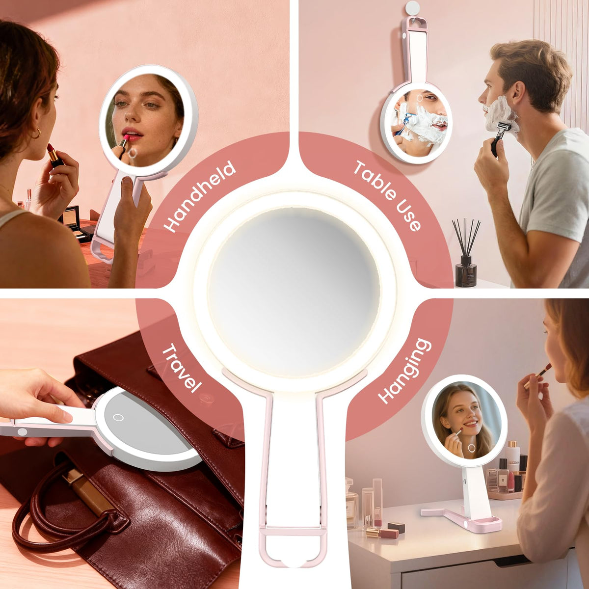 FZIFZI compact travel mirror doubles as a phone stand.