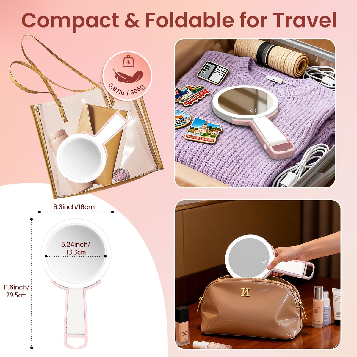 FZIFZI foldable rotatable stand provides tabletop, handheld, or overhead viewing.