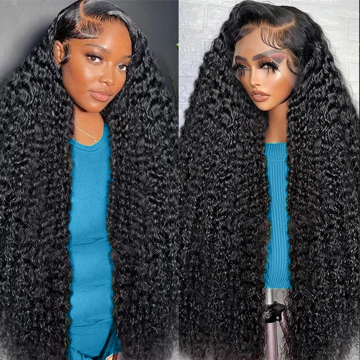 FZJNB deep wave lace front wig with 13x6 parting for natural scalp appearance