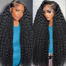 FZJNB deep wave lace front wig with 13x6 parting for natural scalp appearance