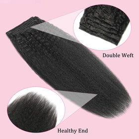 FZV clip-in extensions on head demonstrating easy wear without glue