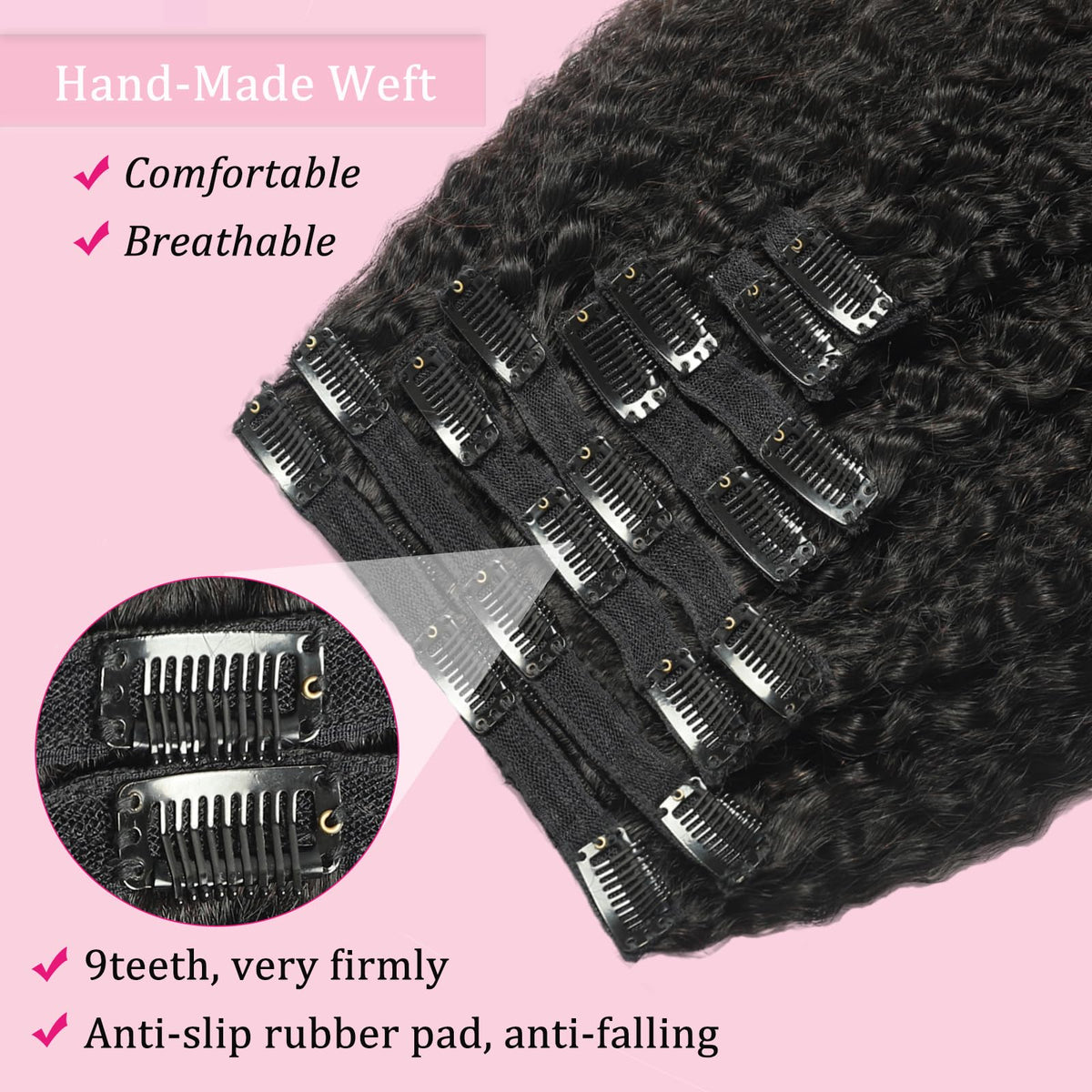 FZV kinky straight clip-ins color options display for customizable looks