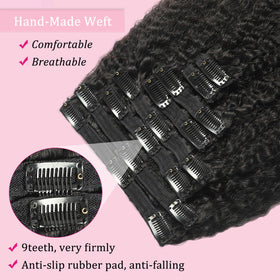 FZV kinky straight clip-ins color options display for customizable looks