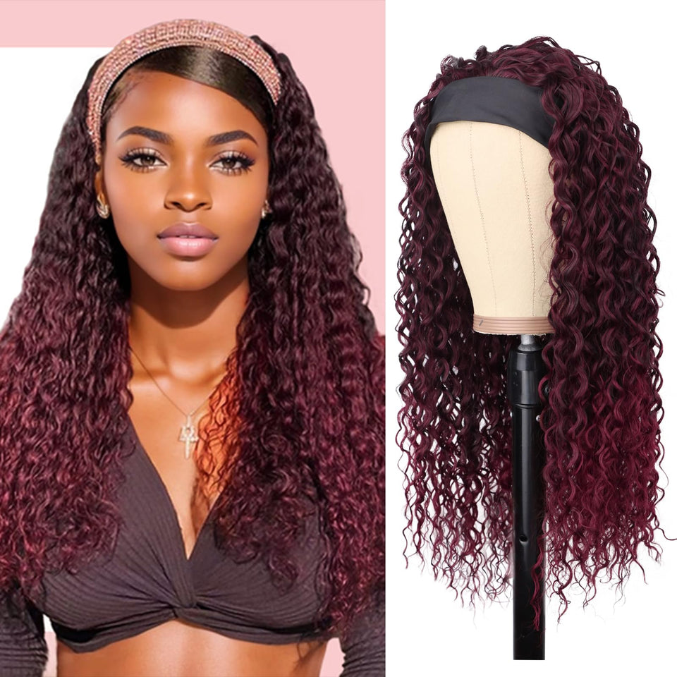 G&T Wig red headband ombre wet and wavy for natural daily wear.