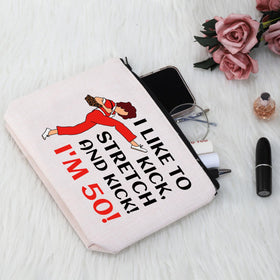 G2TUP I Like To Kick I'm 50 makeup bag canvas durability for daily use