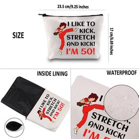 G2TUP I Like To Kick I'm 50 makeup bag interior space for organized cosmetics
