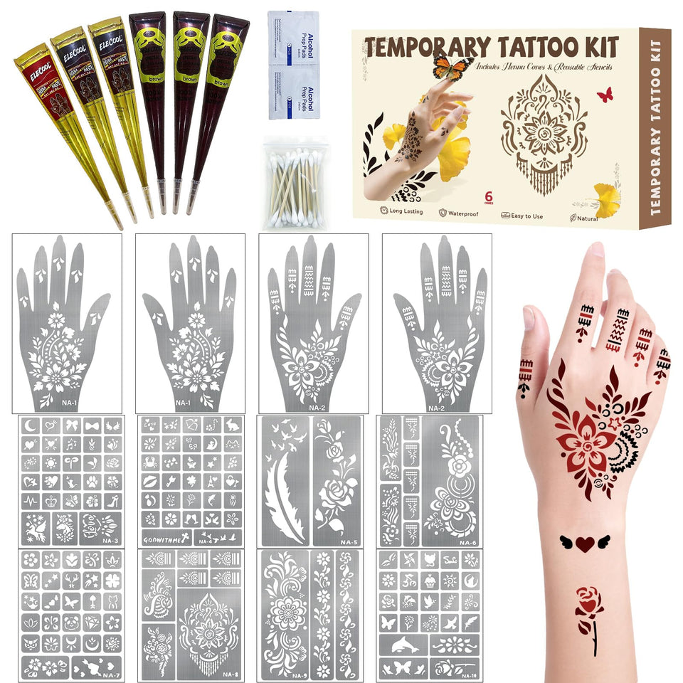 Gabizafia henna stencil kit packaging for easy at-home body art.