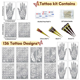 Gabizafia stencil collection with four large hands and eight sheets for creative designs.
