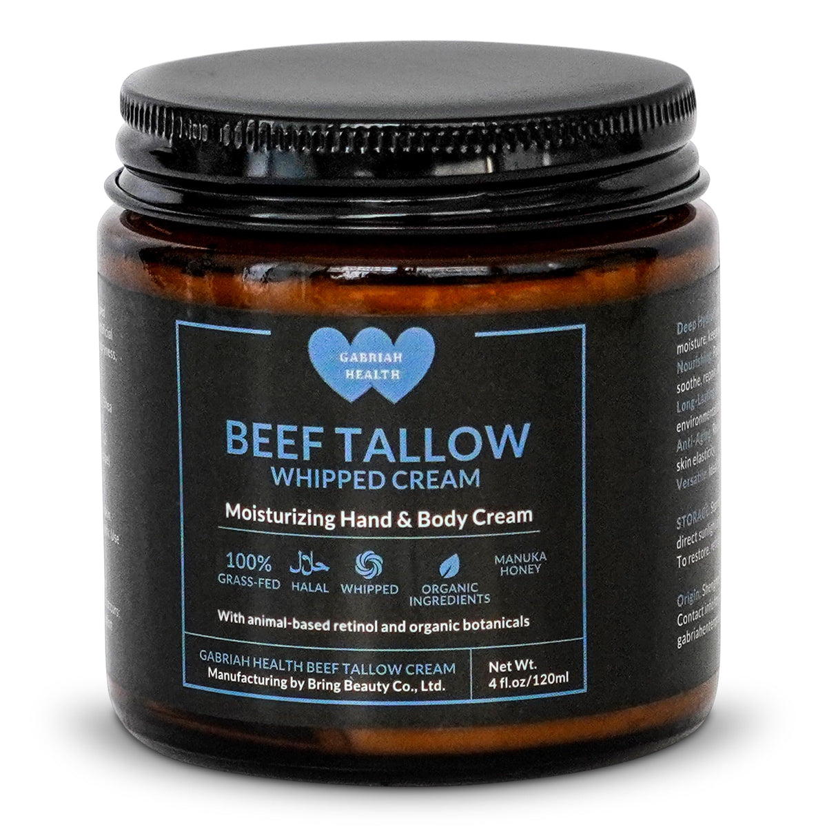 Gabriah Health grass-fed tallow ingredient scoop emphasizes purity and ethical sourcing.