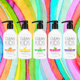 Happy child enjoying bath time with Gabriel Cosmetics Kiwi Soap aroma.