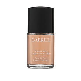 Gabriel Cosmetics Liquid Foundation bottle close-up highlighting organic formula and smooth texture.