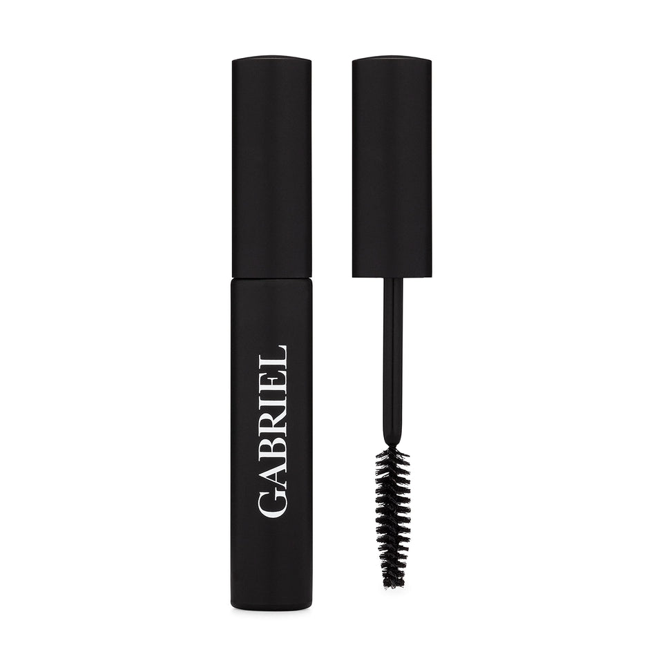 Gabriel Cosmetics Mascara Black bottle closeup for voluminous lashes.