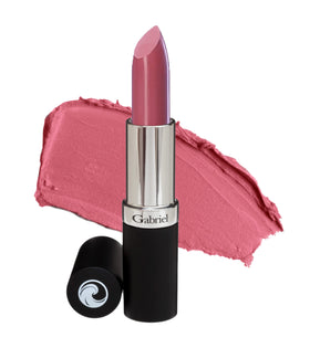 Gabriel Cosmetics Organic Lipstick Soft Berry swatch shows rich color and subtle shimmer