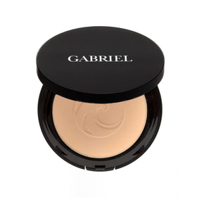 Gabriel Cosmetics pressed mineral foundation compact in light beige for a natural matte look