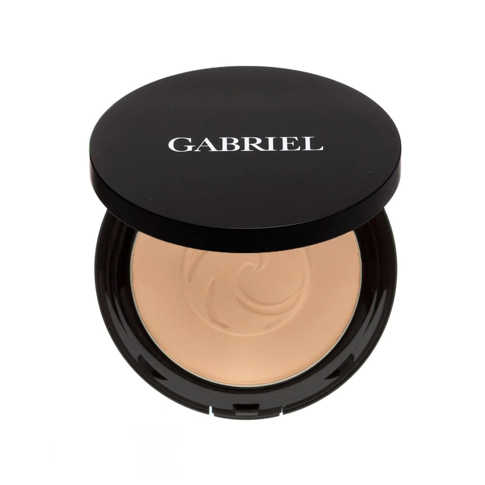 Gabriel Cosmetics pressed mineral powder in Medium Beige for a matte, shine-free look