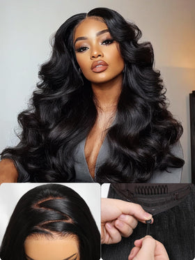 GABRIELLE model wearing wig in side view for lifestyle styling.