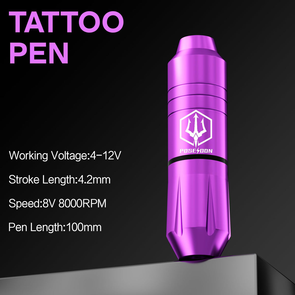 GAEA Poseidon ergonomic tattoo pen delivers precise control for smooth lines.