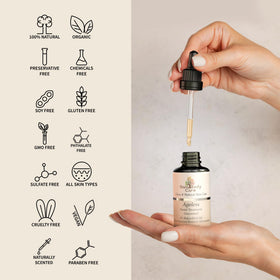 Gaia Body Care bakuchiol oil pump dispenser close-up for easy daily use.