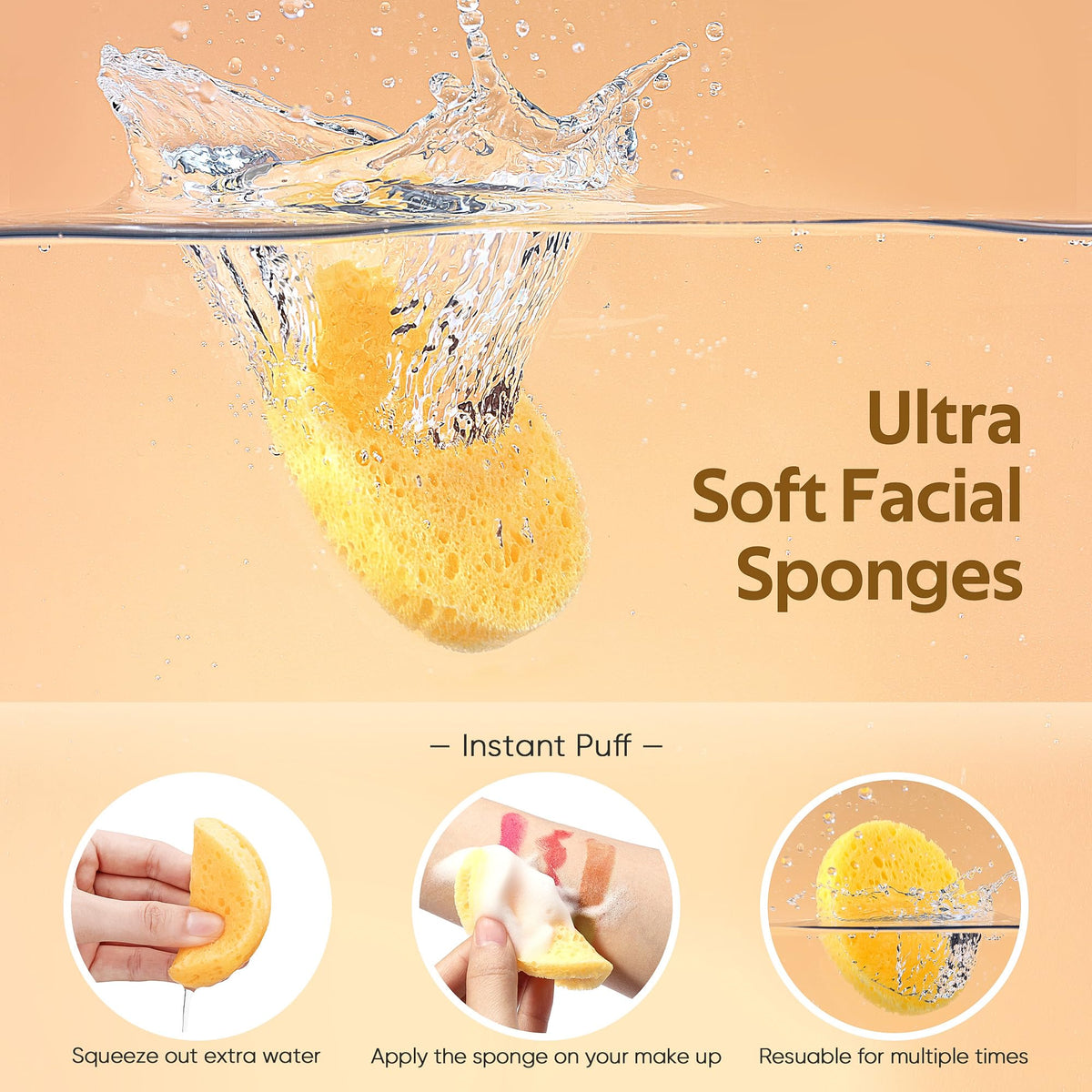 GAINWELL expanded sponge demonstrates gentle cleansing when soaked