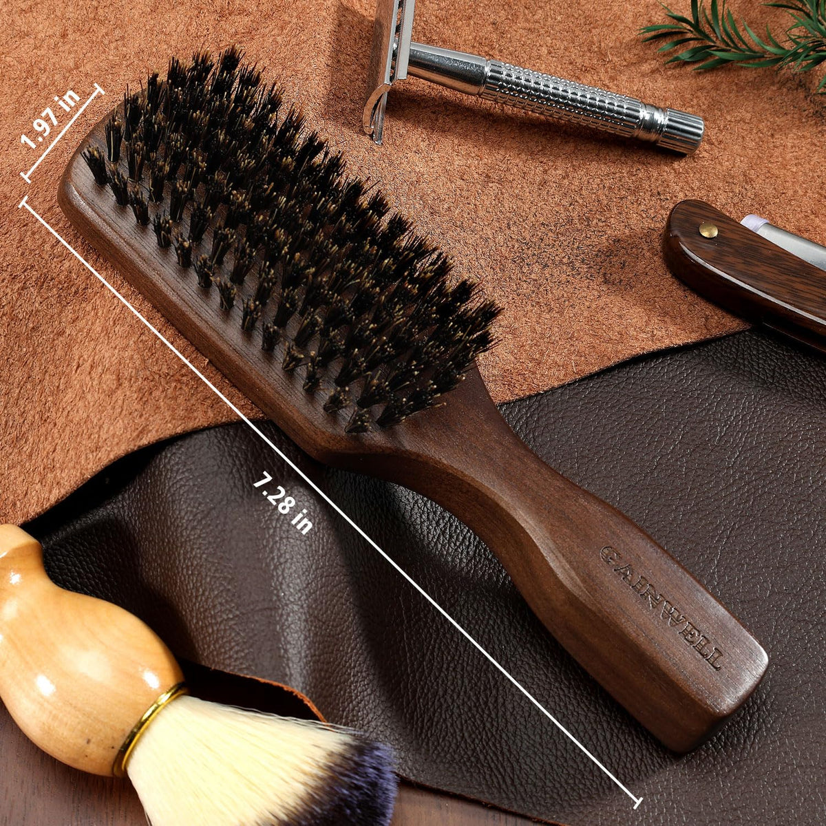 GAINWELL stiff boar bristles closeup for swift styling and scalp exfoliation