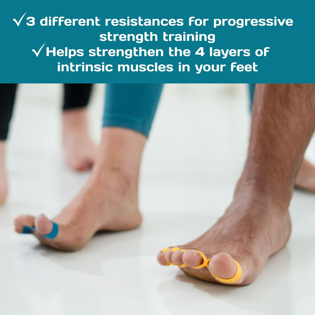 Gait Happens toe strengtheners black level provides heavy resistance for advanced foot training.