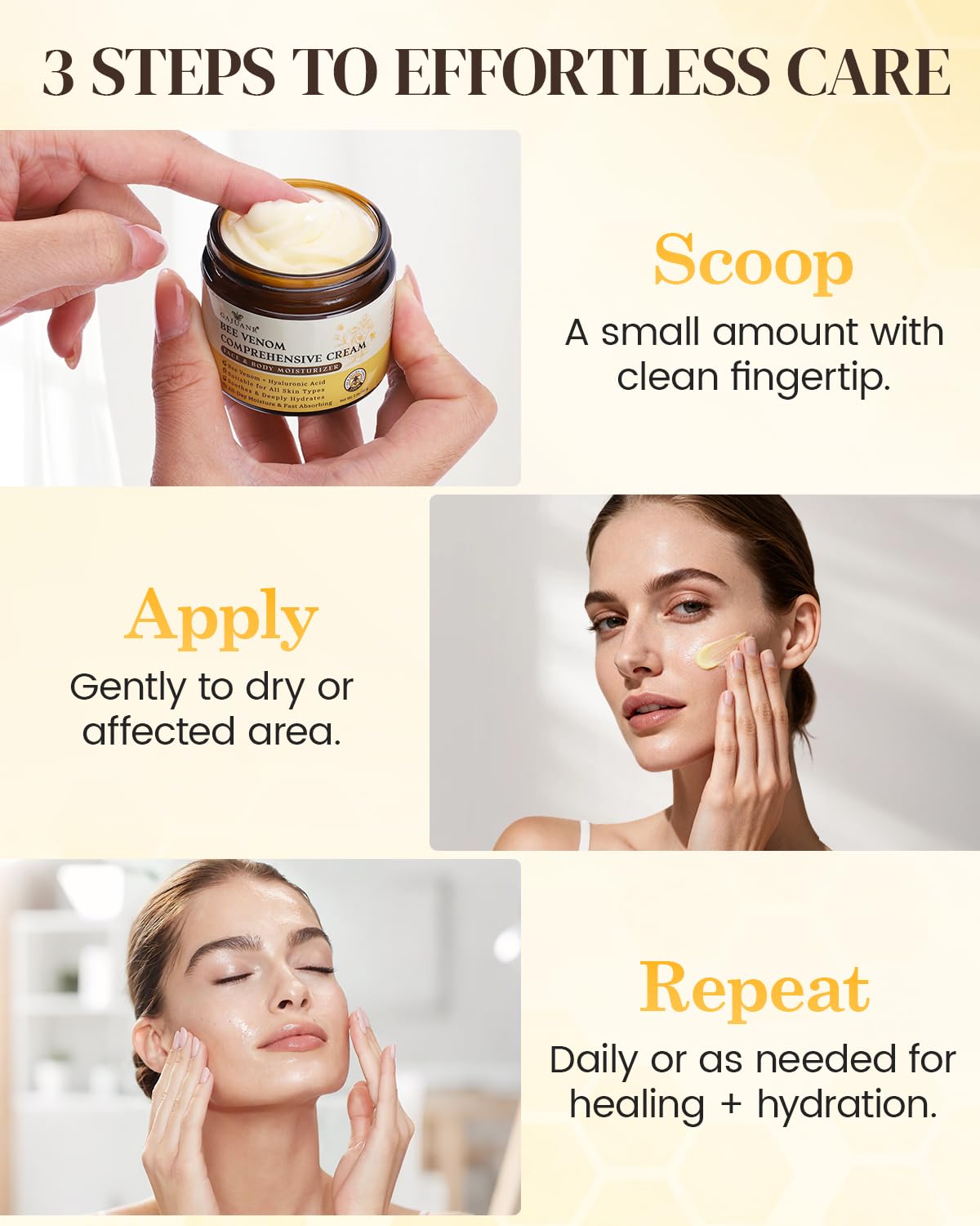 GAJUANR Bee Venom Moisturizing Cream softens and evens skin