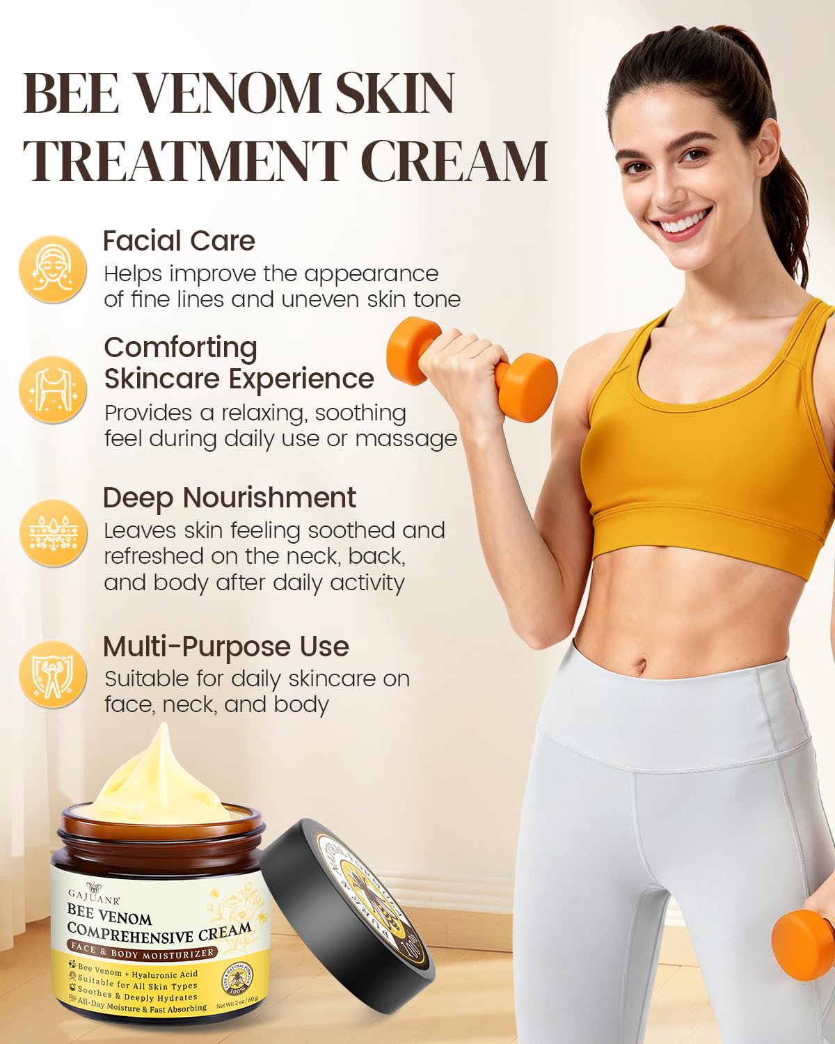 GAJUANR Bee Venom Moisturizing Cream texture close-up for smooth application