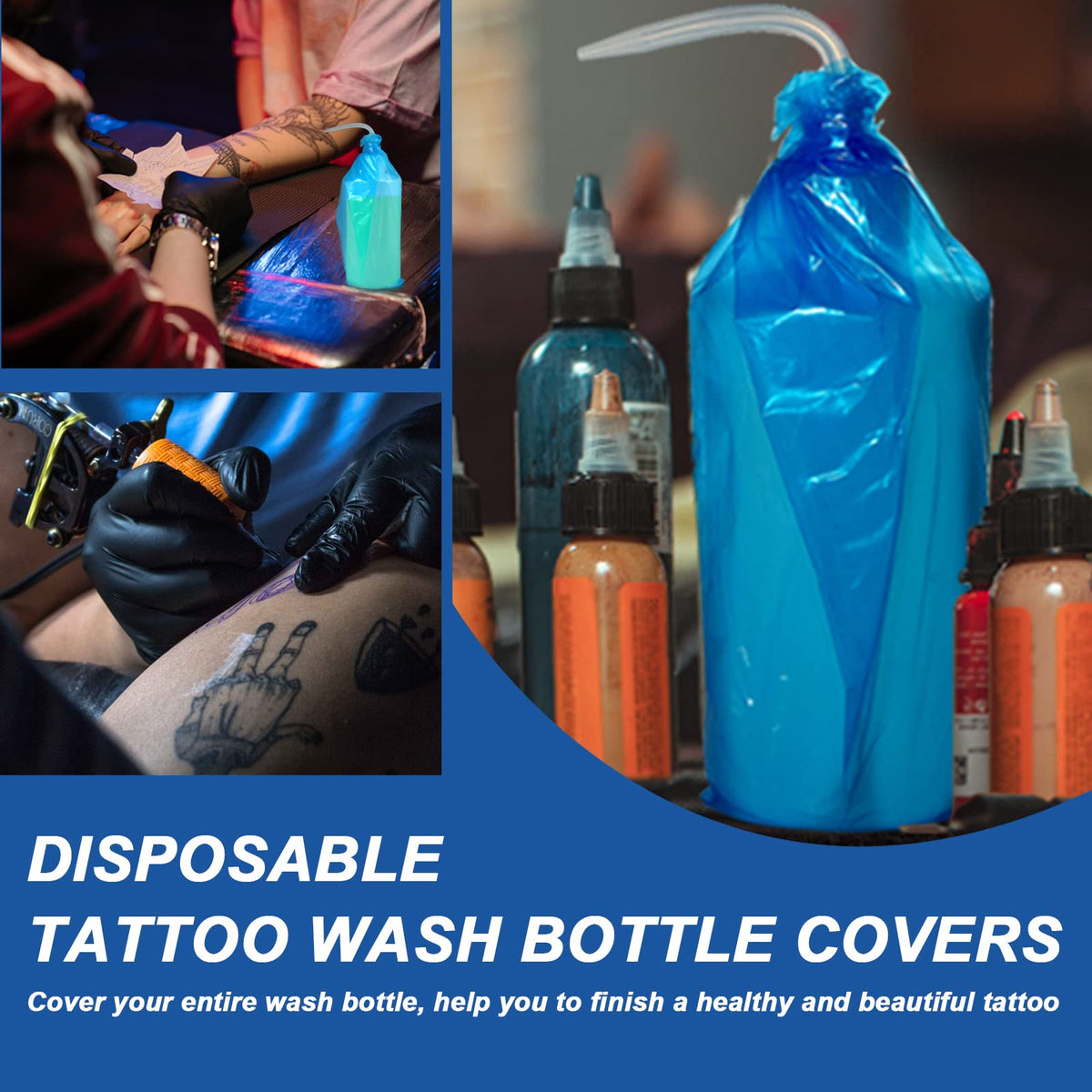 Gakonp clean tattoo station setup with sleeves for safe handling