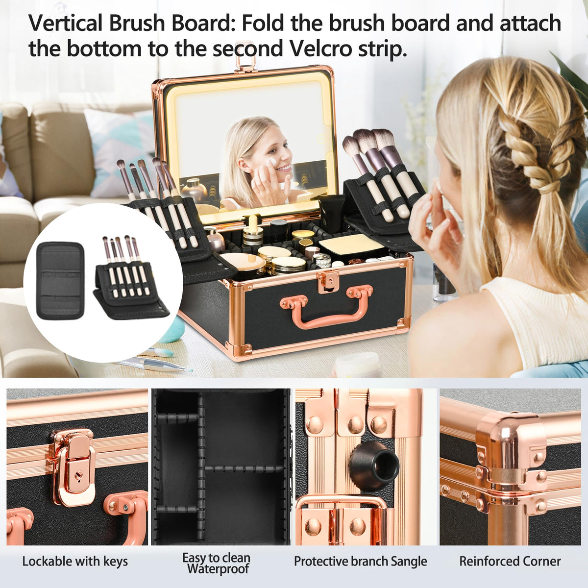 GALHUBIS detachable 90-degree mirror folds for desktop or bag use.