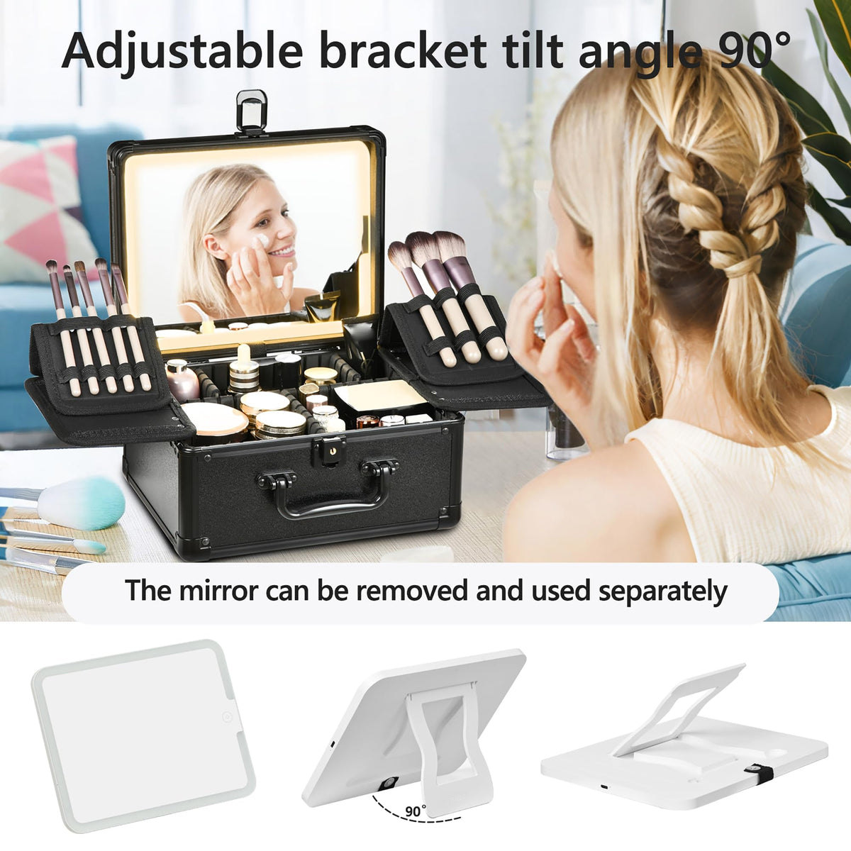 GALHUBIS case with removable EVA dividers for organized cosmetics
