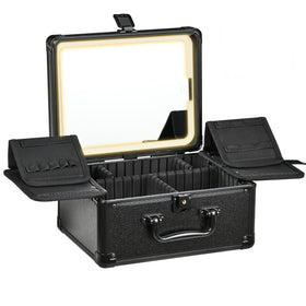 GALHUBIS makeup case with detachable mirror for desktop use and on-the-go touchups