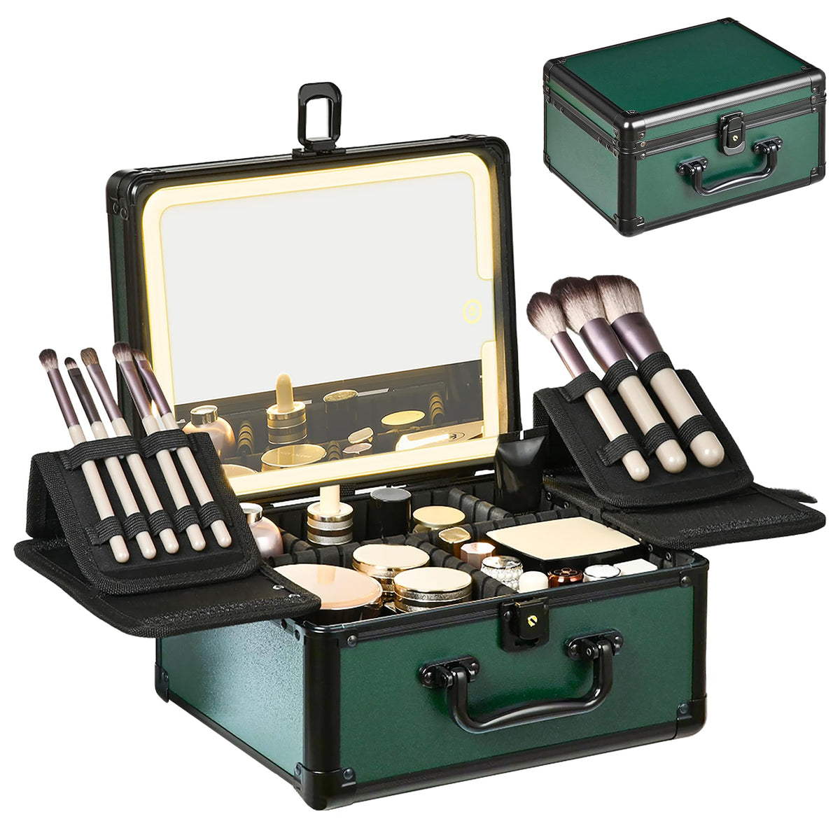 GALHUBIS makeup case with detachable mirror for desktop or travel use