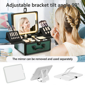 GALHUBIS makeup case interior with removable dividers and upright brush holders