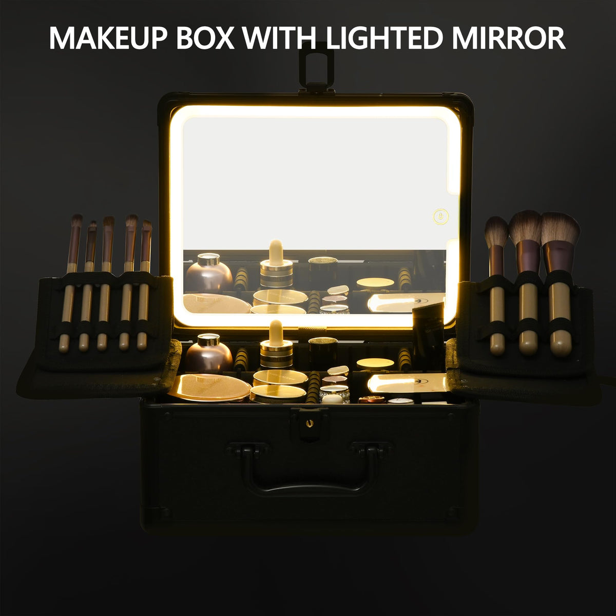GALHUBIS makeup case LED mirror with adjustable brightness for accurate makeup