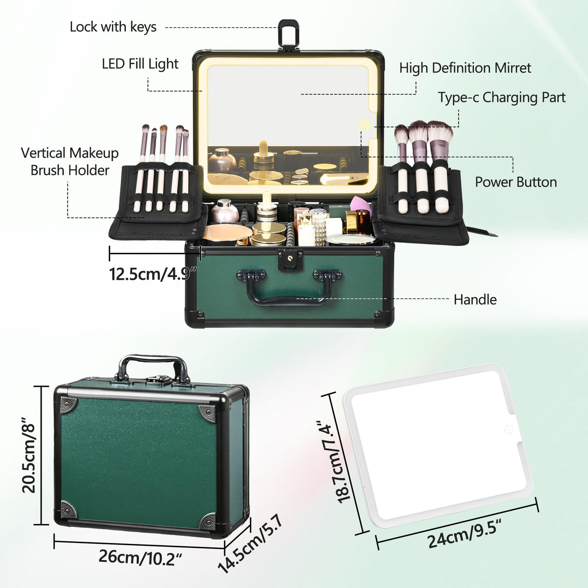 GALHUBIS makeup case waterproof interior protects cosmetics in travel